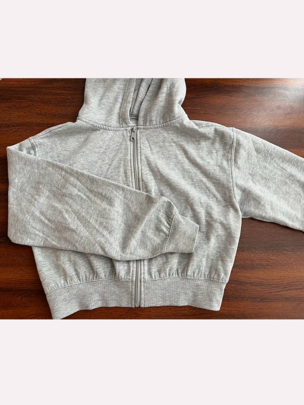 Ardene Cropped Zip-up Hoodie M Light Grey